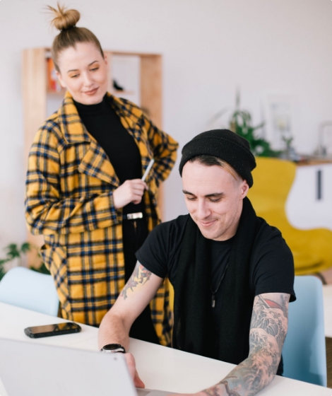Customer reviewing financial information at home